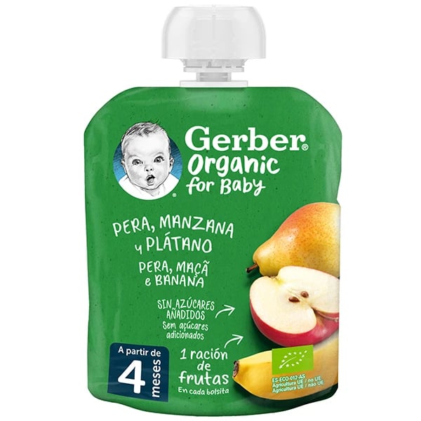 Gerber Bio Pacote Pêra/Maça/Banana 90g 4M+