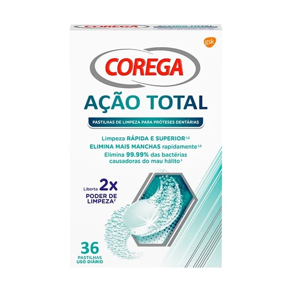 Corega Pastilhas Protese Ação Total Max 36 unidades