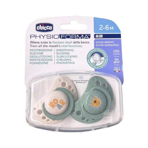 Chicco Chupeta Physio Air Verde 2-6M 2 unidades