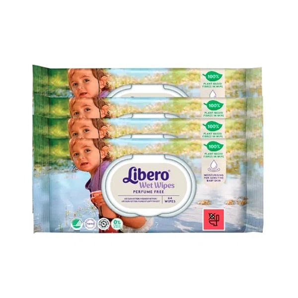 Libero Wet Wipes Toalhetes Higiene Bebé 4 x 64 unidades