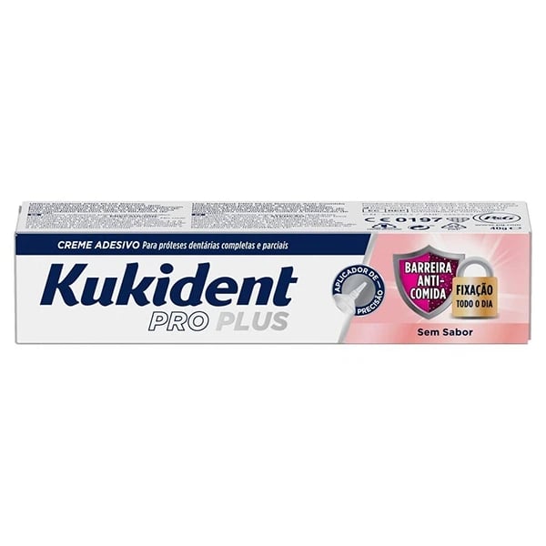 Kukident Pro Plus Barreira Anti-Comida Creme Adesivo Sem Sabor 57g