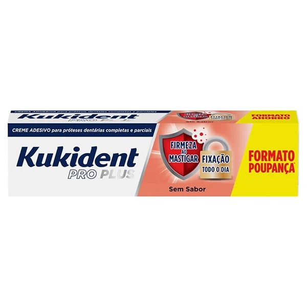 Kukident Pro Plus Firmeza ao Mastigar Creme Adesivo Sem Sabor 57g