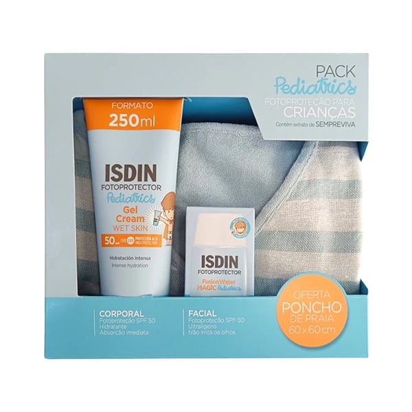 ISDIN Fotoprotector Pediatrics Gel Creme + Fusion Water + Poncho