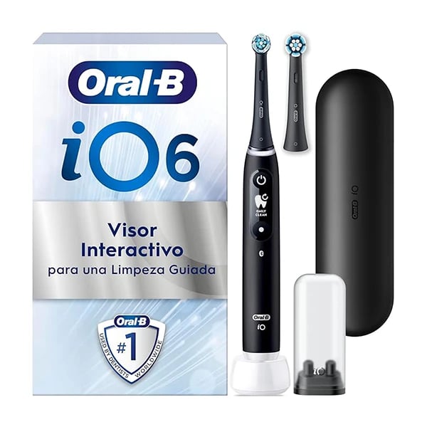 Oral B Laboratory iO 6 Escova Dentes Elétrica Preta Recarregável + 4 Recargas + Estojo Viagem