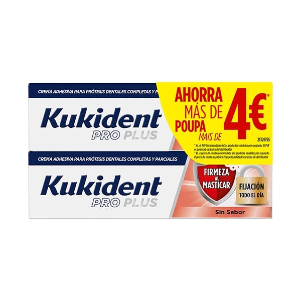 Kukident Pro Plus Firmeza Mastigar Creme Adesivo sem sabor 40X2 Preço Especial