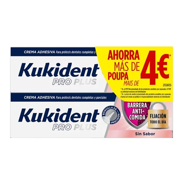 Kukident ProPlus Barreira Anti-Comida Creme Adesivo sem sabor 40X2 Preço Especial