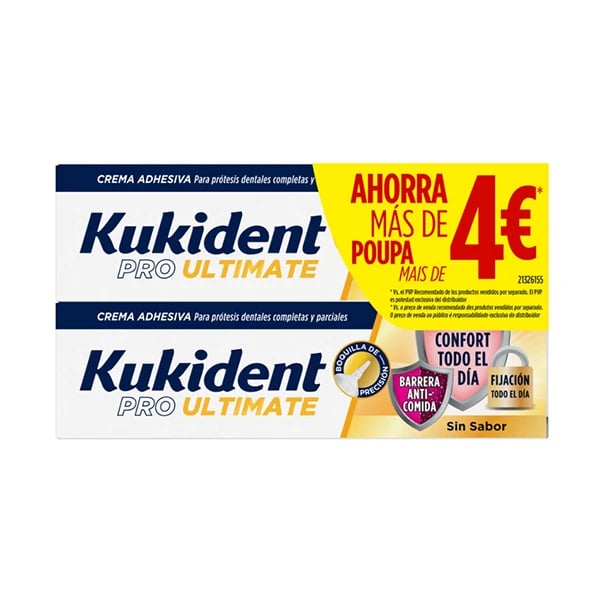 Kukident ProUltimate Creme Adesivo Barreira Anti-Comida sem sabor 40gX2 Preço Especial