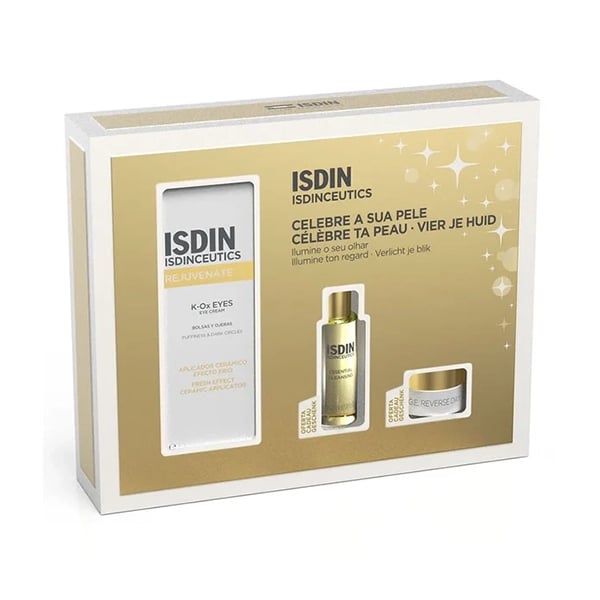 <mark>Isdinceutics</mark> Coffret Rotina Ilumine o seu Olhar - K-Ox Eyes + Essencial Cleansing + Creme dia