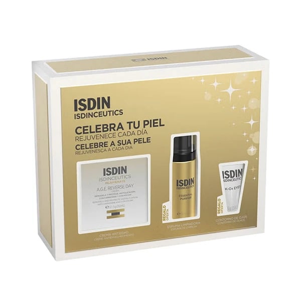 Isdinceutics Coffret Rotina Anti-envelhecimento - A.G.E. Reverse Day + Espuma Limpeza + K-Ox Eyes Contorno Olhos