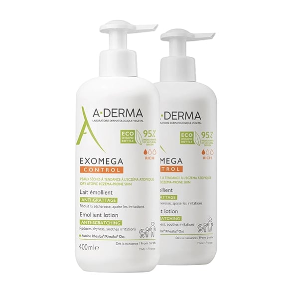 A-Derma Exomega Control Leite Emoliente 400mL X2 Preço Especial