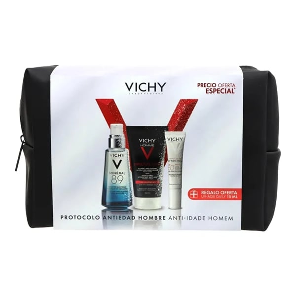 Vichy Homme Struccture Force + Mineral 89 50mL + Oferta UV-Age Daily 15mL Coffret Natal 25