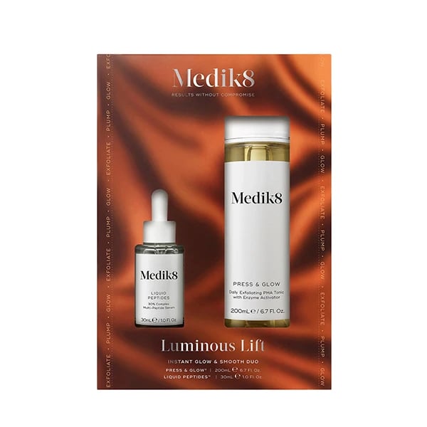 Medik8 Coffret Luminous Lift Tónico Press & Glow 200mL + Sérum Liquid Peptides 30mL