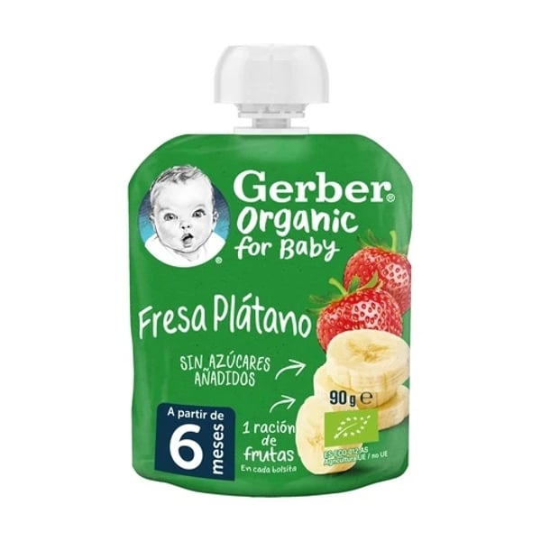 Gerber Bio Pacote Morango/Banana 90g 6M+