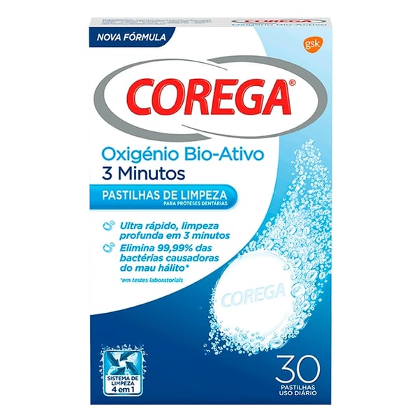 Corega Pastilhas Protese Bio Activo 30 unidades