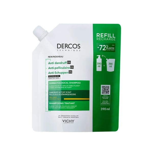 Dercos Champo Anticaspa Cabelo Seco Recarga 390mL
