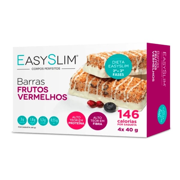 Easyslim Barras Frutos Vermelhos 40g 4 unidades