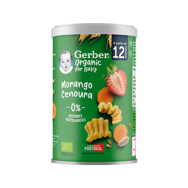 Gerber Bio Nutripuffs Morango/Cenoura 35g 12M+