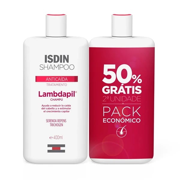 Isdin Lambdapil Antiqueda Duo Champô 2 x 400mL Desconto de 50% na 2ª Embalagem