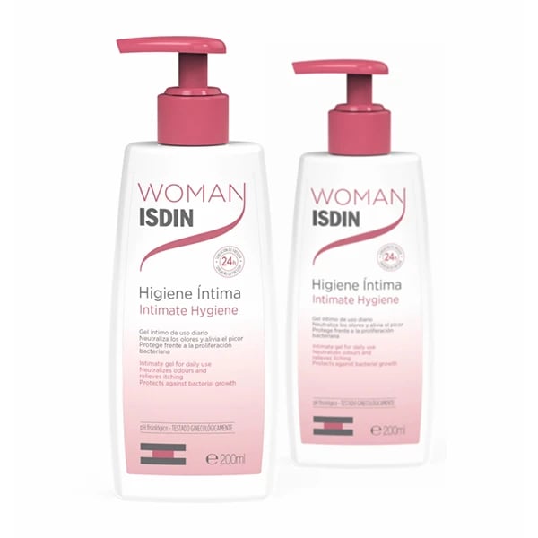 Isdin Woman Duo gel higiene intima 2x200mL 50% Desconto 2ª Embalagem